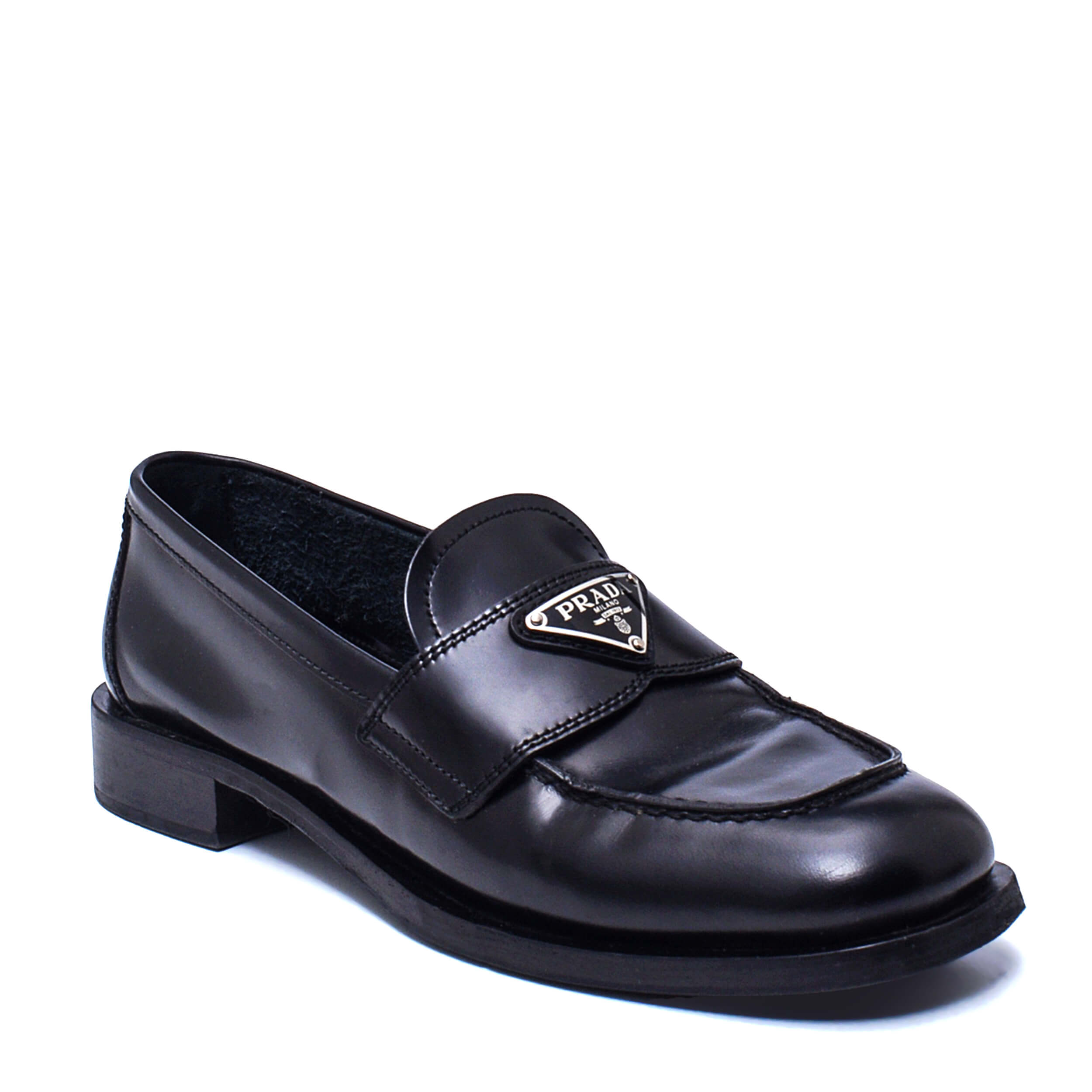 Prada - Black Logo Leather Loafers / 38